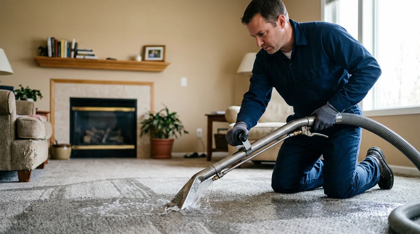 Water damage restoration technician working near Valmeyer, IL